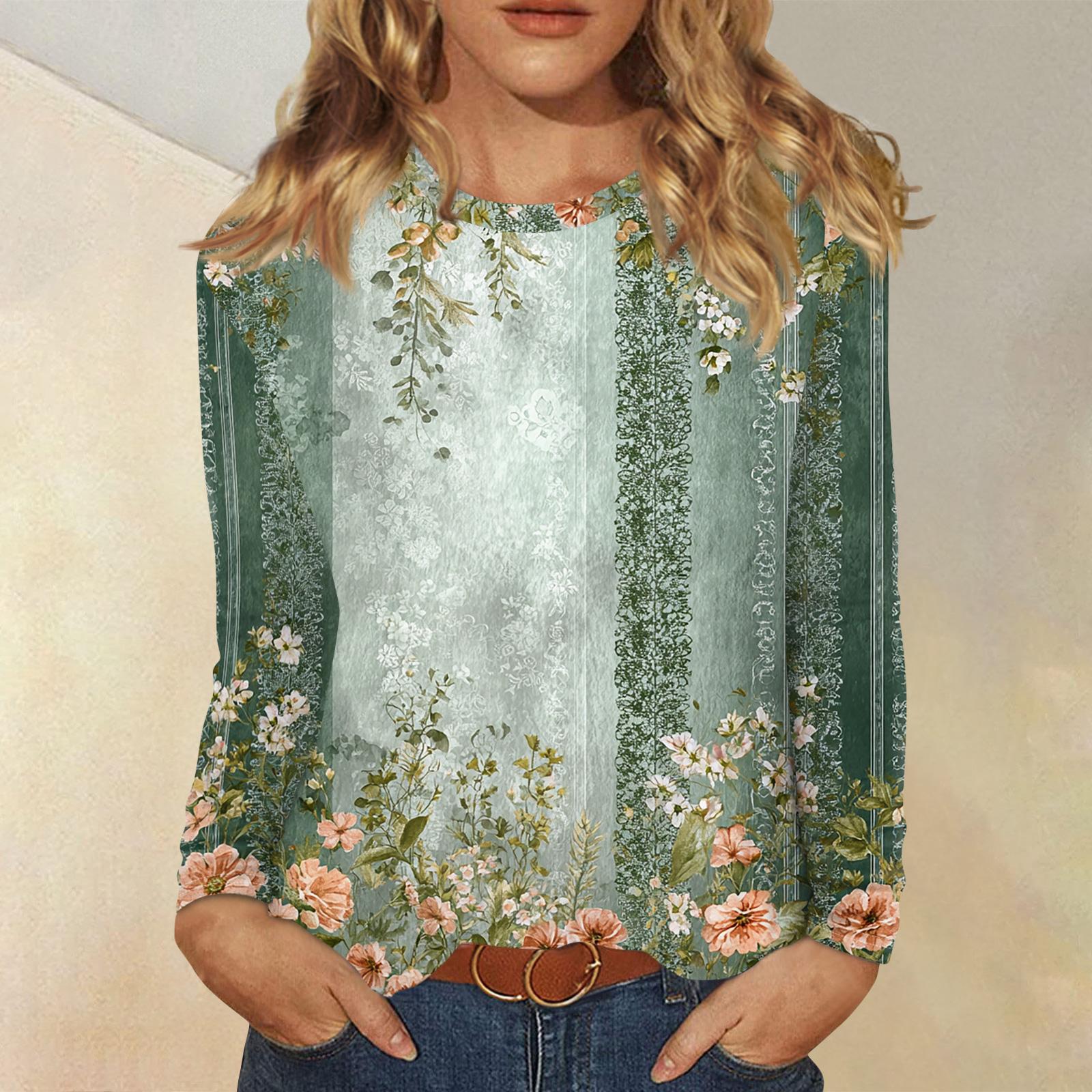 

Женский модный пуловер с цветочным принтом и длинными рукавами L