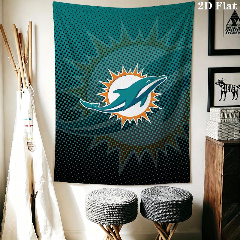 Miami Dolphins Wandteppich Ästhetisches Wandbehang Gedruckter Stoffdecke Dekorative Wandteppiche für Schlafzimmer Wohnzimmer Heimdekoration