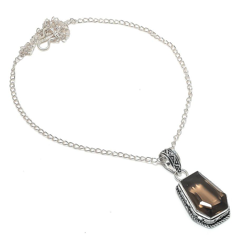 

Natural Smoky Topaz Gemstone 925 Sterling Silver Jewelry Pendant 2.56 G4h87