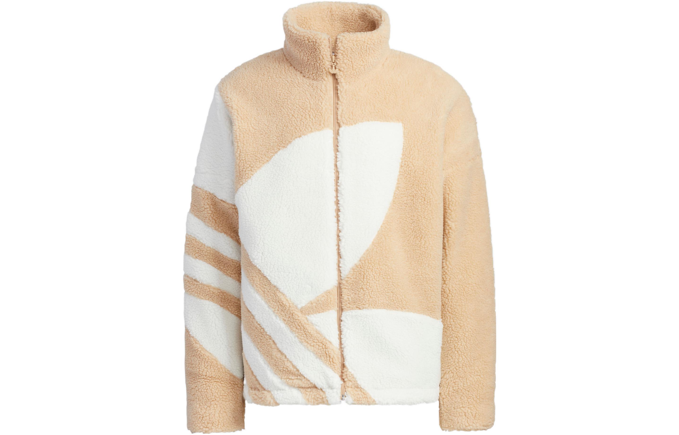 adidas originals Trefoil Large Logo Sherpa Fleece Padded Jacket Brown HR3487 M