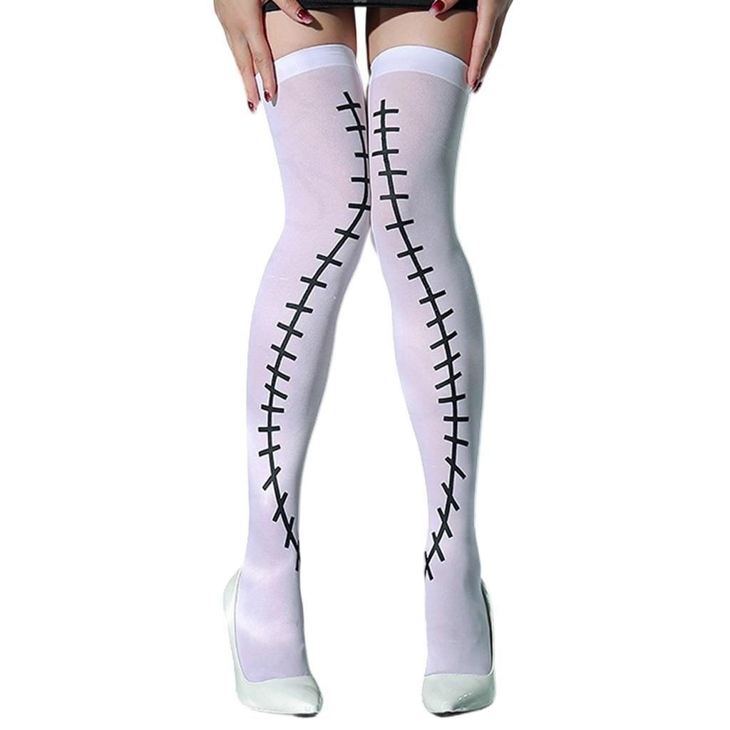 Oberschenkelhohe Lange Strümpfe Über-Knie-Socken Halloween Cosplay Festival Strümpfe Bedruckte Strümpfe für Damen und Mädchen