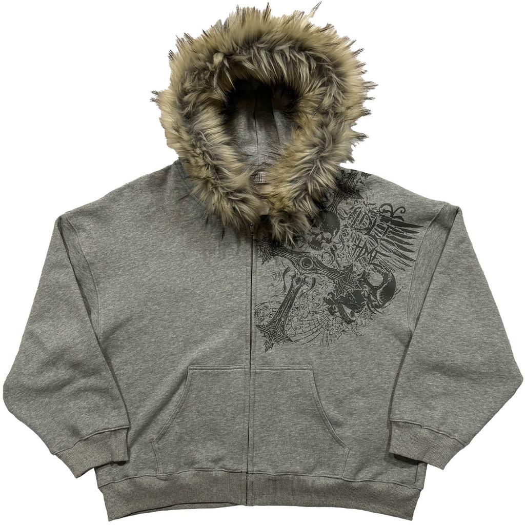 DRIPX Fluffy Hat Hoodie Solid Color Casual Long Sleeve Hoodie Retro Coat Street Trend Y2k