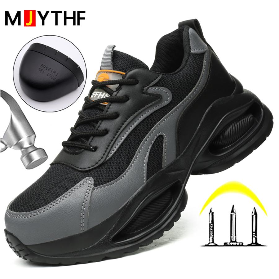 Fashion Women's Safety Shoes Platform Sneakers Anti-smash Anti Puncture Work Shoes Security Protective Steel Toe Shoes Couple