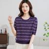 Seven-Sleeve Slimming Pullover for Middle-Aged and Elderly Mothers – Lightweight Knit Top for Spring and Summer