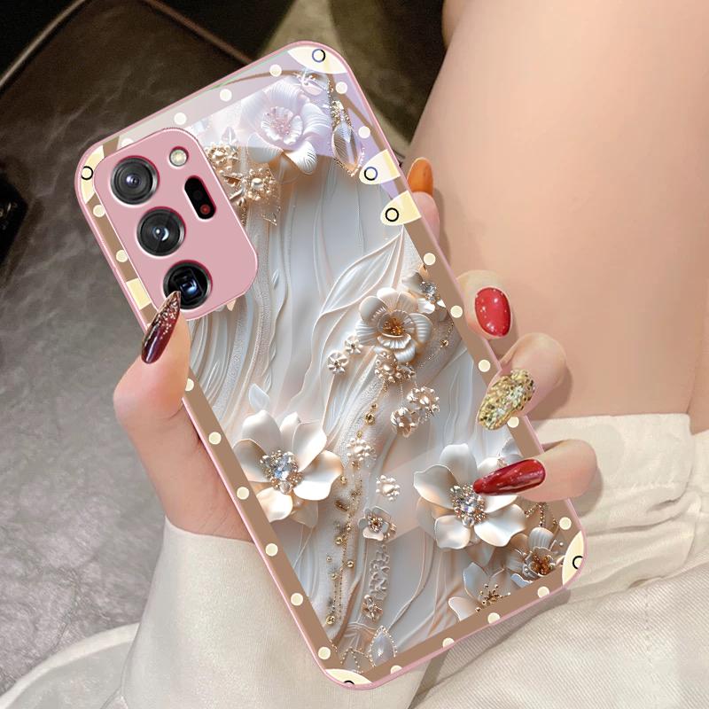 Etui Różowe Kwiaty Dla Samsung Galaxy Note 8 9 10 PRO 20 Ultra A01 02 03 Core 04E 4G 12 13 5G Szkło Hartowane Etui na Telefon