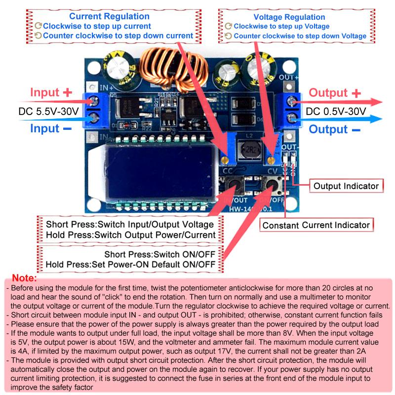 35W DC 5.5-30V to 0.5-30V Digital LCD Display Automatic Step up down Buck Boost Converter Power Supply Module Adjustable Board