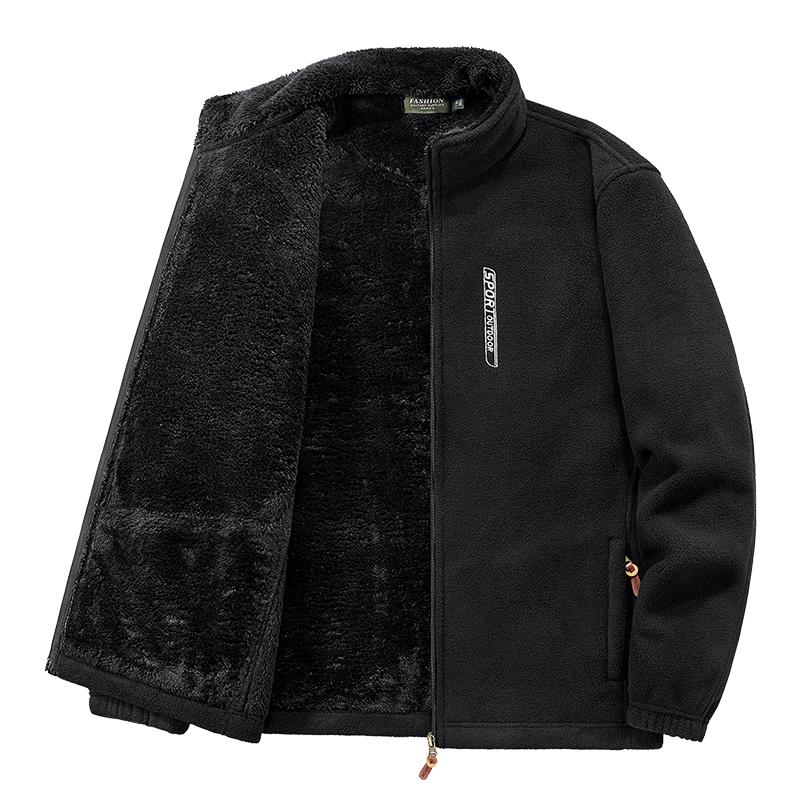 Autumn Winter Thick Fleece Warm Jacket Men Fashion Windbreak Stand Collar Coat Men Classic Casual Soft Shell Jacket Men