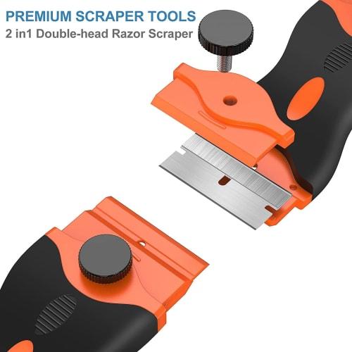 KILIGEN Razor Blade Scraper, 2 Razor Scraper Tools for Removing Grease, Appliances, and Glass from Labels, Registration Stickers, Tint, and Windshield