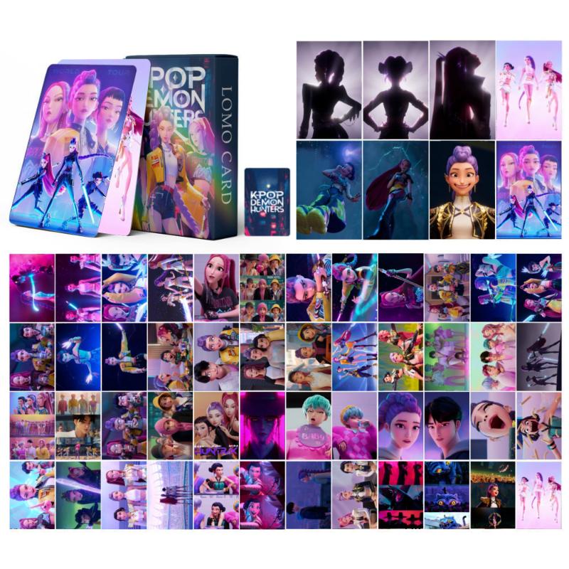 

55 шт. Фотографії з колекції фанатів Фільм Kpop Мисливці на демонів Аніме Лазерна картка Мультяшні дівчата Хлопці Груповий мерч HD Lomo Листівка A1