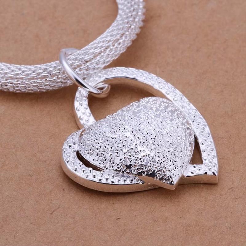 925 Silver Gorgeous Charm Fashion Charm Heart Wedding Lady Love Necklace Noble Luxury 18 Inches Silver Jewelry