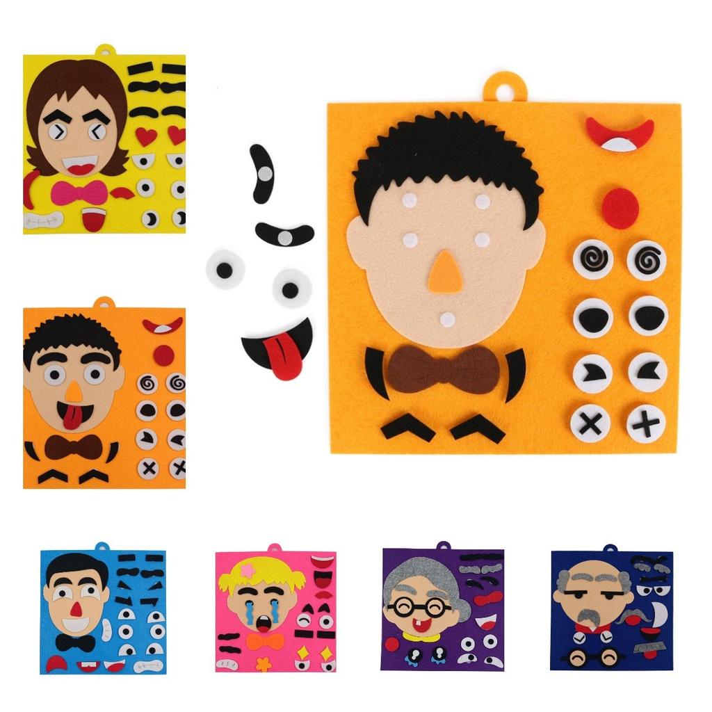 Emotion-changing Felt Puzzle Kit For Kids Diy Non-woven Material With Facial Features