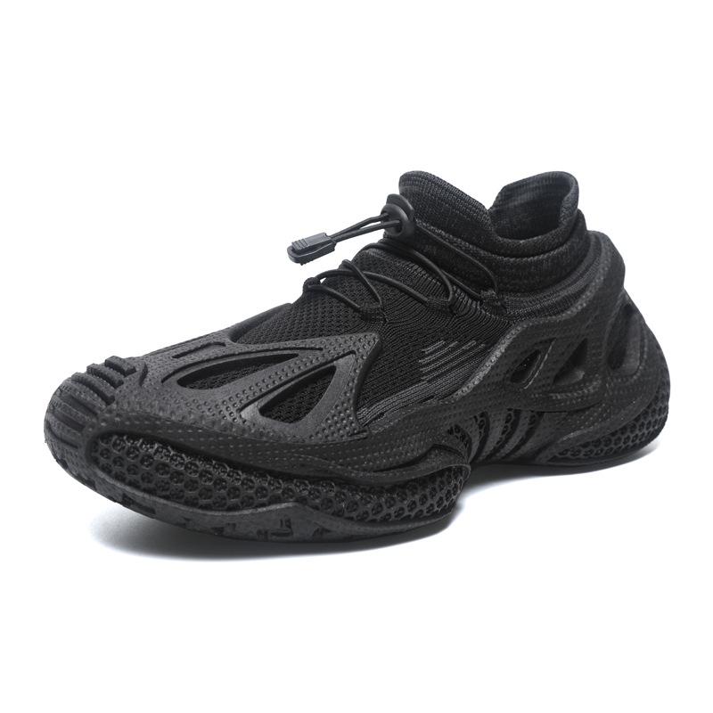 

Autumn breathable mesh shoes men s thick-soled versatile fly-woven sneakers soft teen height-increasing dad trendy shoes 39 чёрный