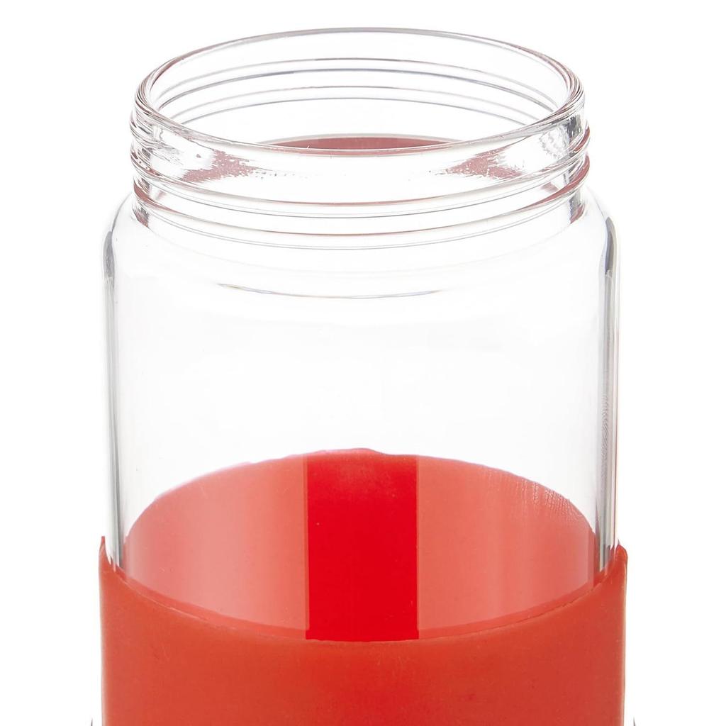 Borosilikatglasflasche mit schwarzem Trinkverschluss | Rutschfeste Silikonhülle | 1000 ml