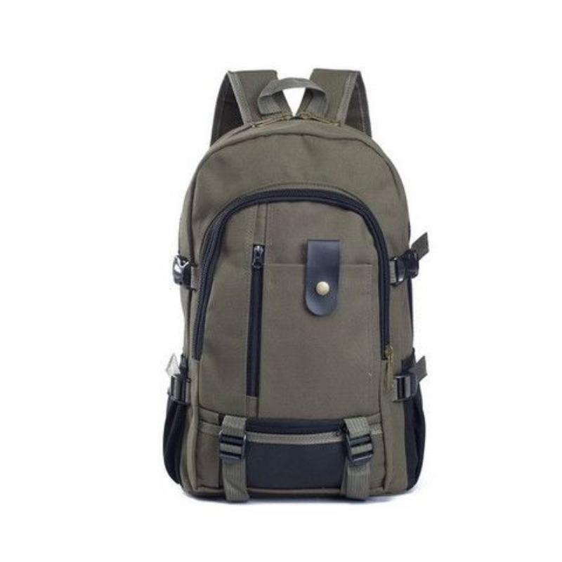 Men's Large Capacity Lightweight Breathable Durable Canvas Backpack Simple School Bag Travel Bag