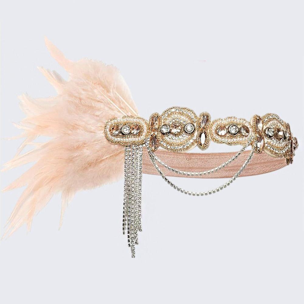 Vintage Cosplay Dress Headwear Crystal Masquerade Hair Band Retro Flapper Headband  Women