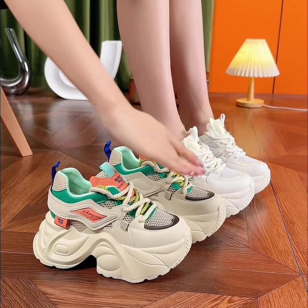 Damen Frühling Dad Schuhe Atmungsaktive Lauf-Sneaker Outdoor Plateauschuhe Damen Freizeit-Reiseschuhe Mesh Sport Walking Schuhe