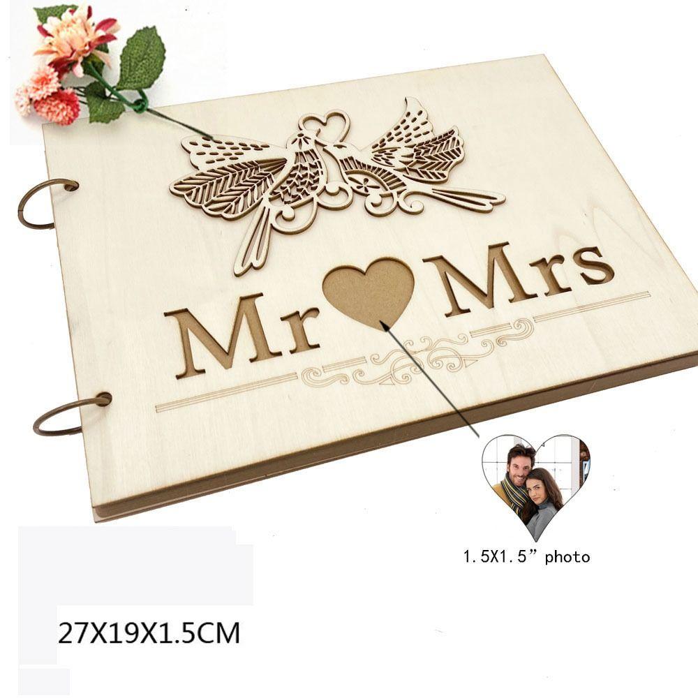 Delicate Wood Wedding Guest Book Natural Colour 27*19 CM Guest Book Guest Registration Book Anniversary