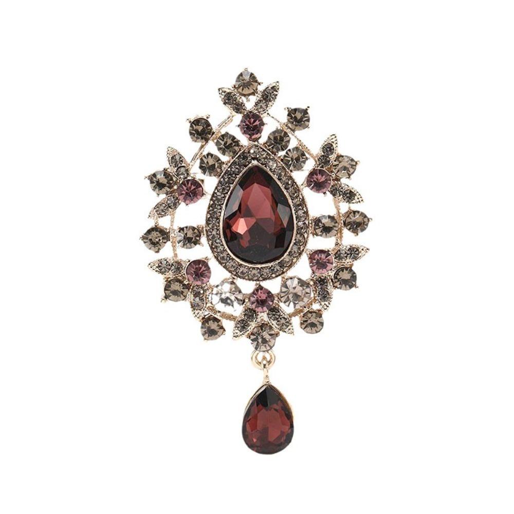 Retro Palace Style Zircon Crystal Brooch Zinc Alloy Corsage Pins New Pendant Brooch  Gift