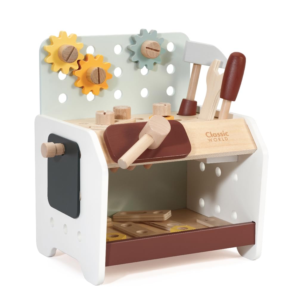 Carpenter Pretend Tool Set Carpenter Toy Workbench Tool Bench Workbench Hammer Toy Montessori 3 Years Old Classic World Mini Workbench (CL50568)