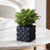 3D Printed Pixel Cube Planter, Grid Spliced Decor, Retro Geometric Ornament, Matte Breathable Structure, Compact Desktop Pot for Succulents Green