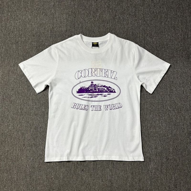 Corteiz Alcatraz Series T-shirt Short-sleeved Letter Logo Printed Men's and Women's Double Yarn Fashion Casual Short-sleeved Tide