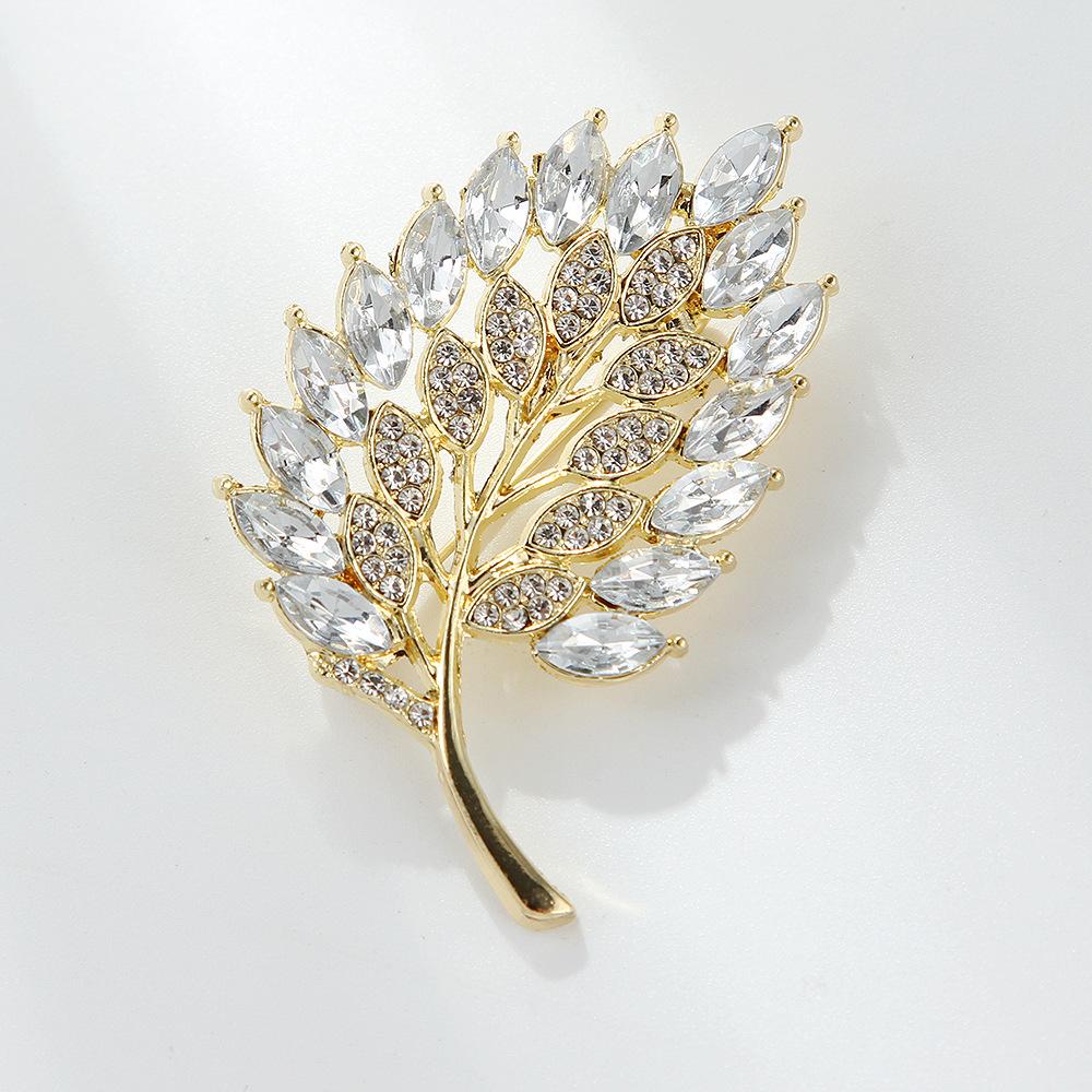 Diamonds Leaves Brooch Women's Elegant Corsage Accessories  Designer Brooch Pin Mini Bobby Pins Perfect Gift for Couples