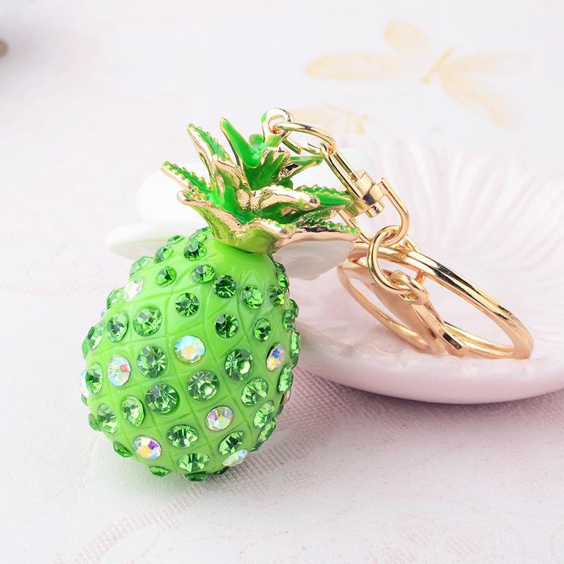 Simulated Pineapple Keychain with Diamonds, Women's Style Handbag Pendant, Creative Handmade Jewelry