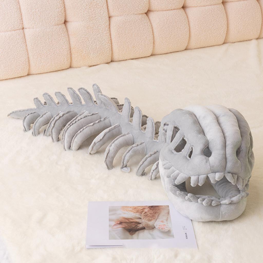Dinosaur Skeleton Shaped Plush Toy Soft Stuffed Animal Unique Fossil Design for Home Decor and Collectible Display