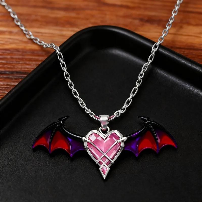 Jeu Genshin Impact Durin Collier Cosplay Ailes de Dragon Pendentif Cœur Chaîne de Clavicule Unisexe Accessoires de Bijoux pour Couple