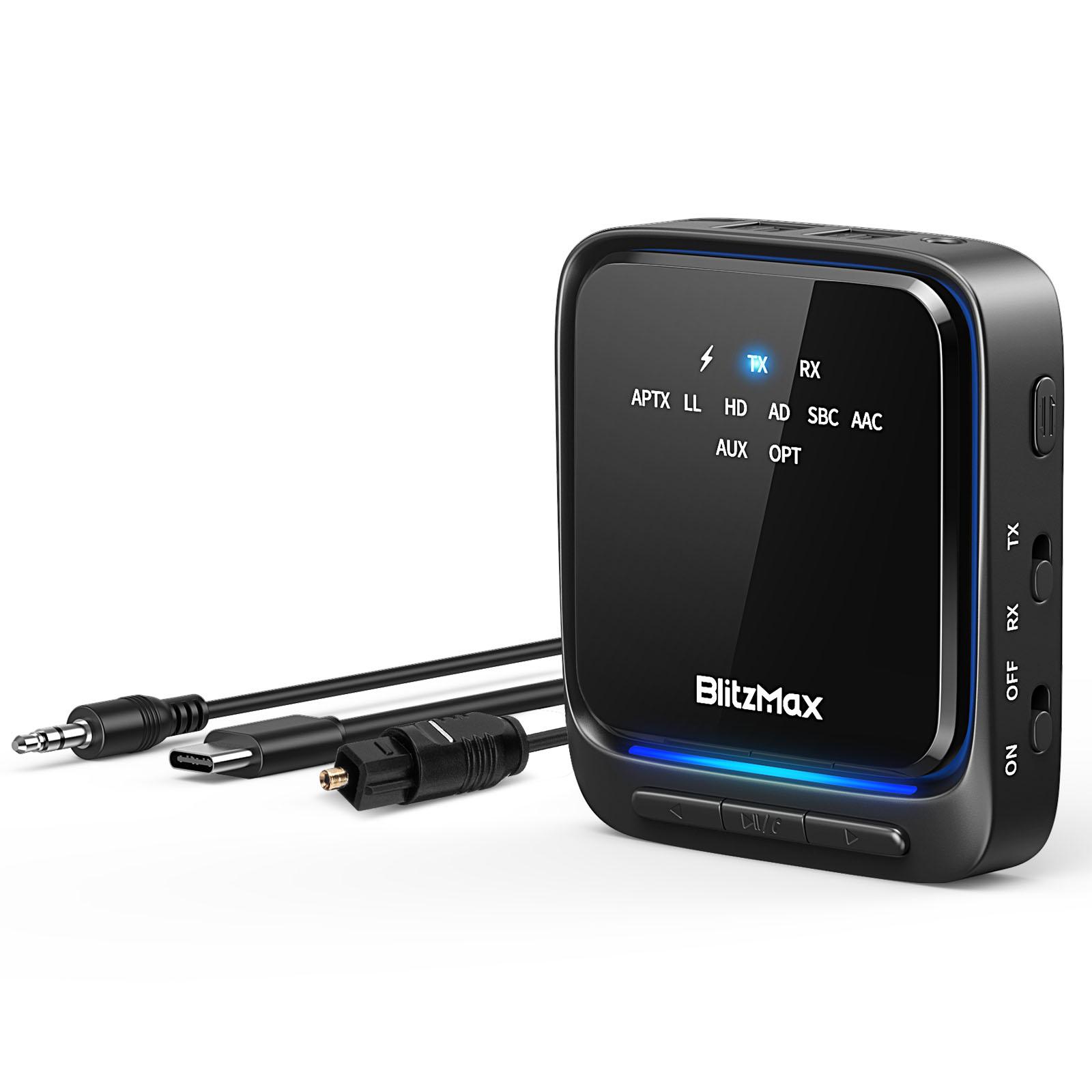 Blitzmax BM BT06 Передатчик Приемник Bluetooth V5.2 Apt Адаптивный низкий латентный Hifi Звук 3,5 мм Аудио Мини Портативный адаптер