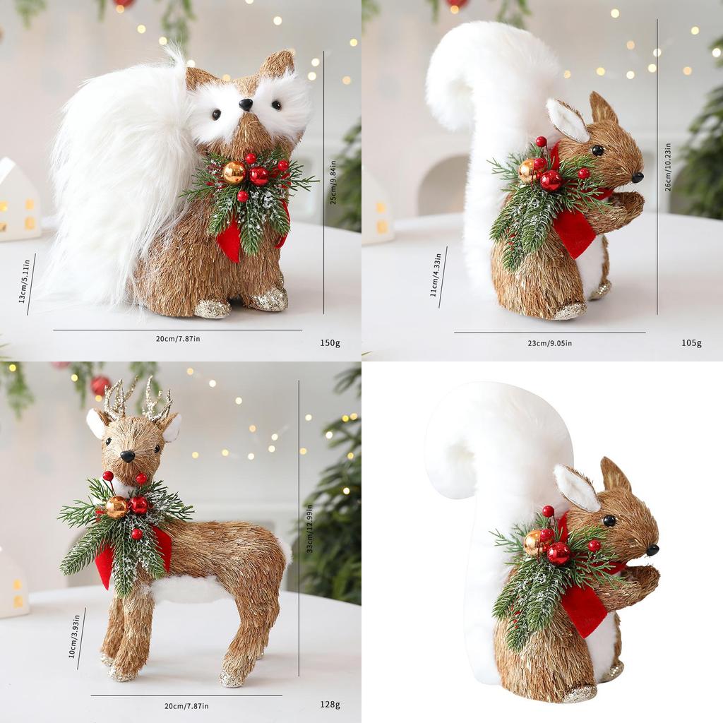 Christmas Woven Fox Squirrel Decor With European Style For Holiday Display