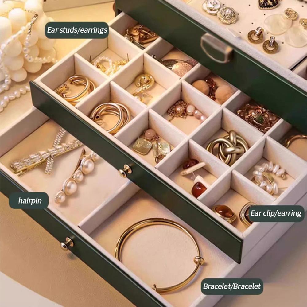 Light Luxury Double Layer Jewelry Storage Box Affordable Organizer for Earrings Rings Necklaces Watches