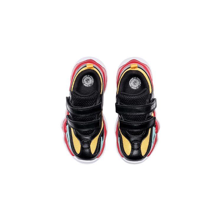 LiNing Comfortable Trendy Non-Slip Wear-Resistant Breathable Lightweight Low-Top Running Shoes Kids Sneaker Black Yellow YKAQ026-5