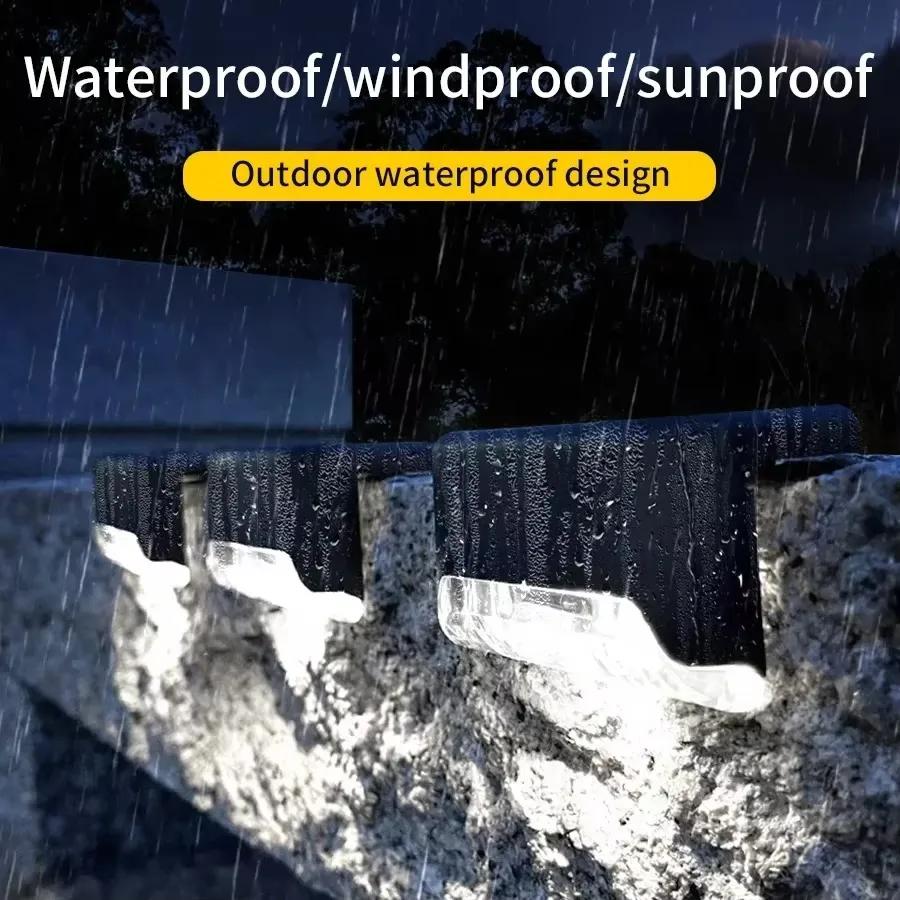 4Pcs Solar Stair Lights Outdoor LED Fence Light Garden Lamp Waterproof For Staircase Yard Patio Railing Pathway Night Lighting