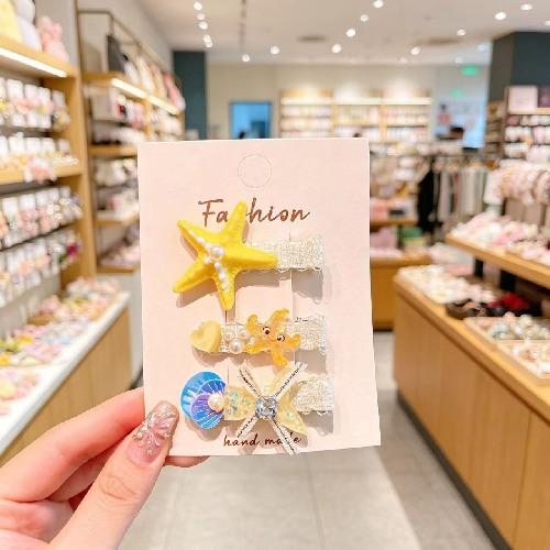 Summer Ocean Series Set Cute Children's Hairpin Pearl Hair Accessories Shell Starfish Hairpin Duckbill Clip