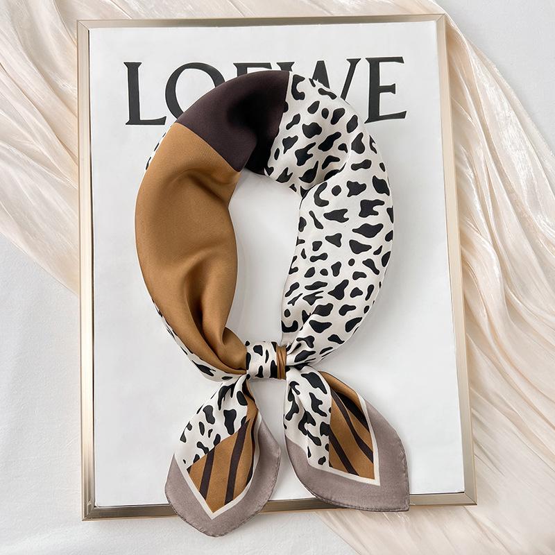 Lune Printing Silk Scarf Hijab Women 70*70Cm Luxury Design Square Scarf Girl Ribbon Hairband Neckerchief Foulard Hair Band