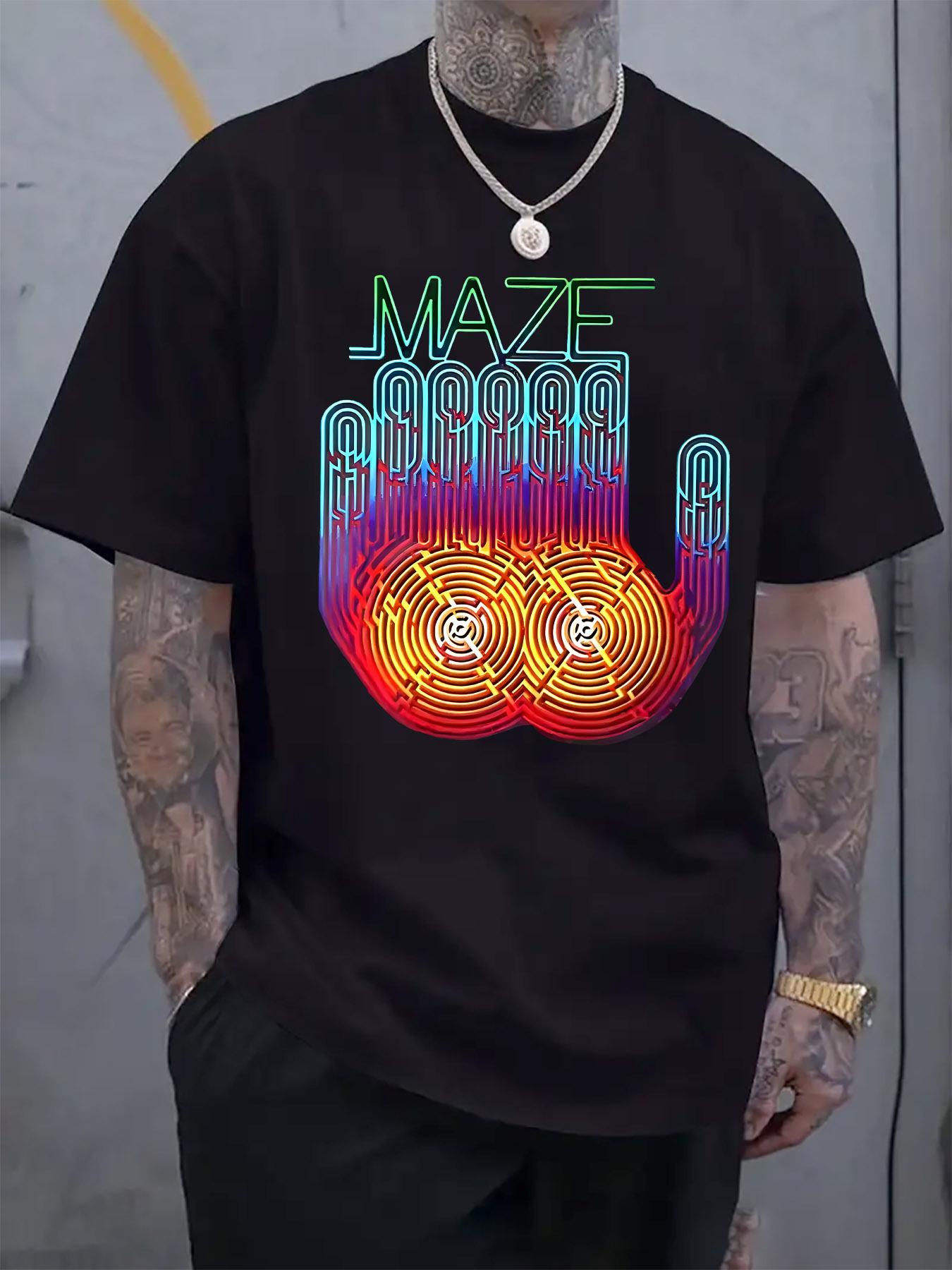 Maze Graphic Tshirt - Casual Crew Neck Short Sleeve Tee w... XXXXL