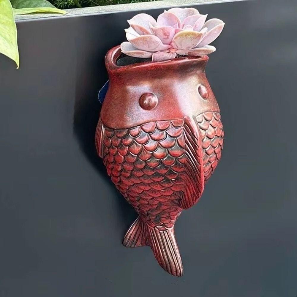 Rustic Style Fish Flowerpot Wall Hanging Wall Mounted Planter New Vintage Planter Pot Courtyard