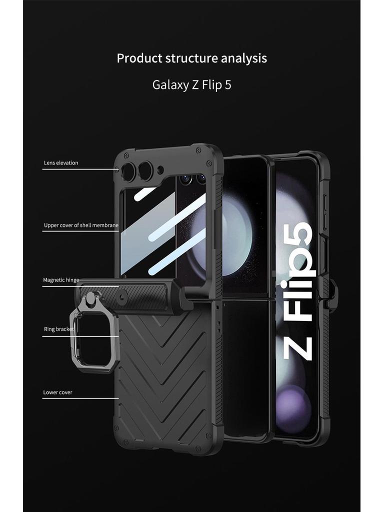 Samsung Flip5 Full Armor Hinge Case with Ring Holder