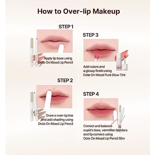 Heart Percent Dote On Mood Lip Pencil Lip Liner + Lip Base + Shedding + Cheek Multi 4in1 Lip Pencil Mouth Corner Liner (02. Creamy Pink | CREAMY PINK)