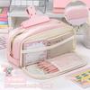Cute Korean Pencil Bag Double-layer Pencil Case Simple Large Capacity Pencil Pouch High-value Primary School Student Stationery