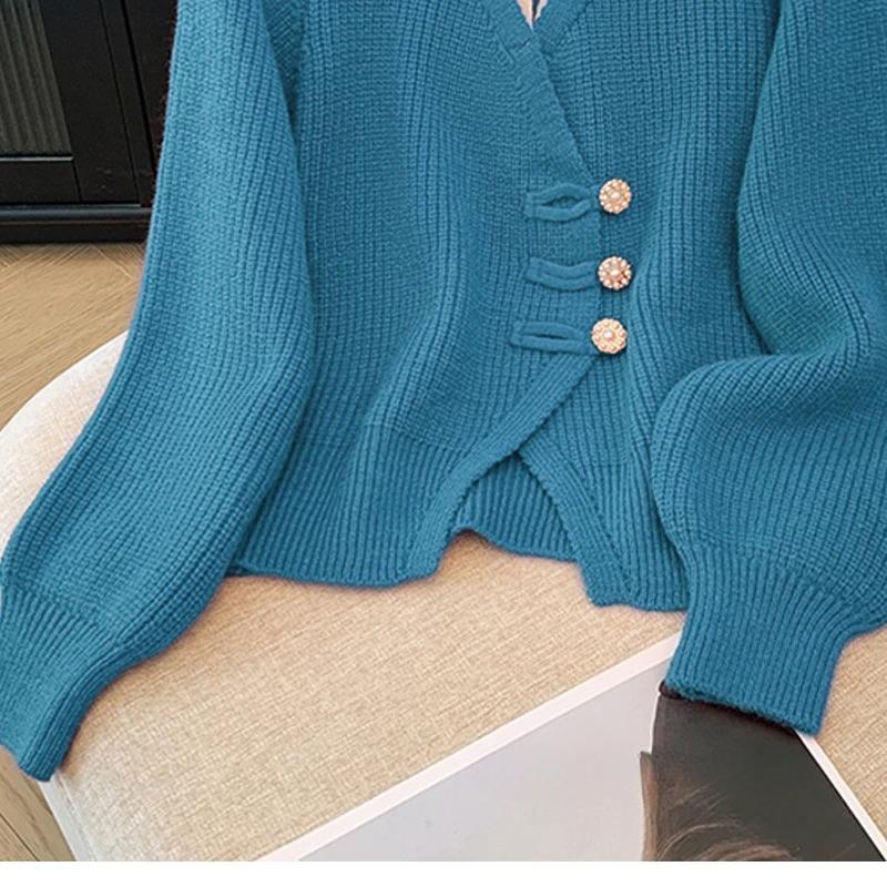 Autumn Spring Design Splicing Slim Women Knitted Cardigan Sweater Jacket Fashion Fake Two Items Loose Ladies Top
