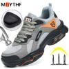 MJYTHF Male Lightweight Work Sneakers Steel Toe Shoes Security Boots Anti-smash Safety Shoes Men Boots Indestructible Shoes