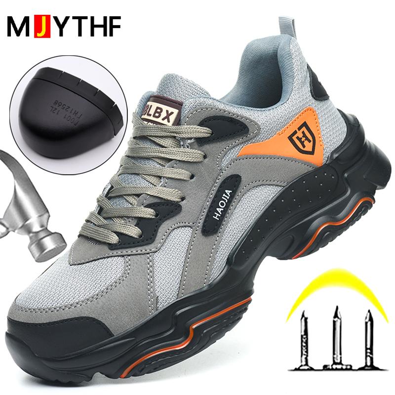 Fashion Men'S Sports Shoes New Safety Shoes Men Steel Toe Shoes Security Sneakers Puncture-Proof Work Shoes Lightweight Comfort