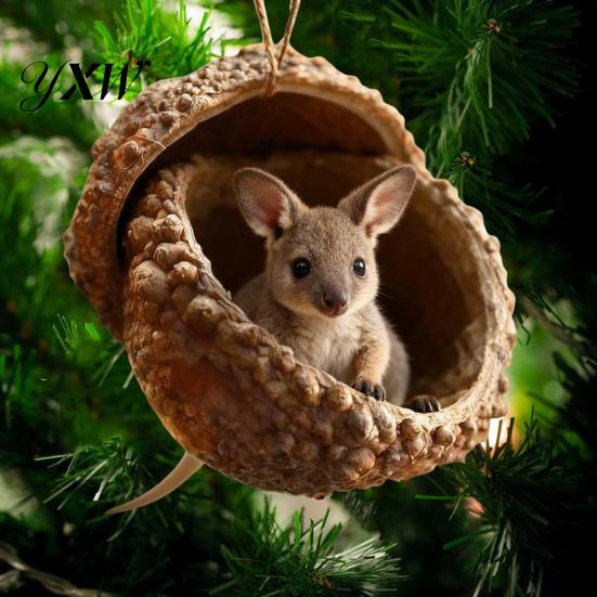 Festive Tree Decoration Forest Animal Acorn Hanging Ornaments Acrylic Christmas Decor with Holiday Home Ornament Squirrel Rabbit Pony Designs 2D Flat