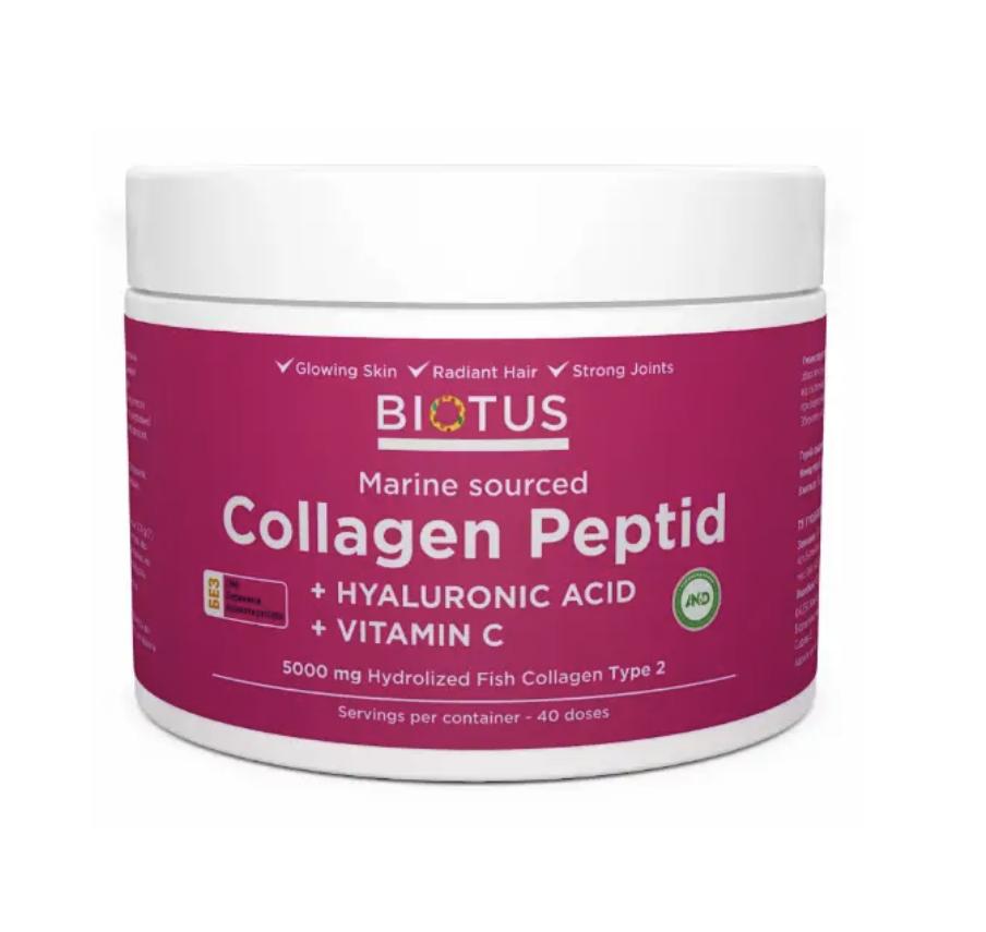 Biotus- Marine Sourced Collagen Peptid + Hyaluronic Acid + Vitamin C, 5000 Mg, 206 G