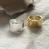 925 Sterling Silver Rings For Women Geometric Fine Jewelry Finger Adjustable Smooth Gold Wide Ring For Party Birthday Gift