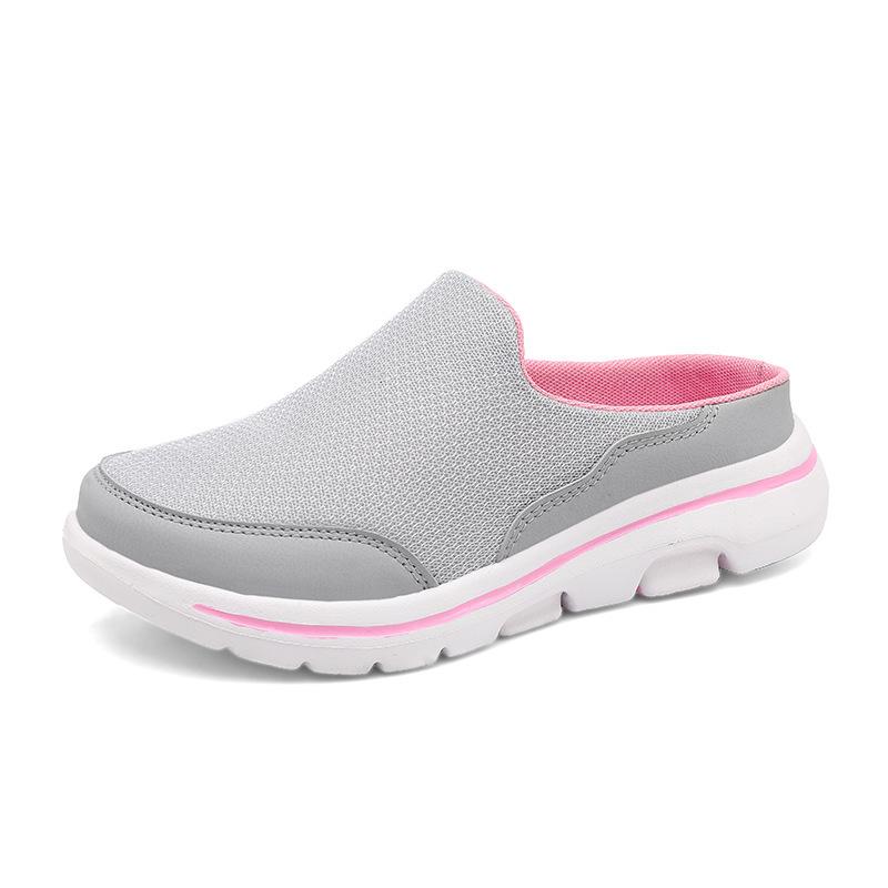 Spring and Autumn Baotou Color Matching Half Tray Multi-color Mesh Casual Shoes Lazy Slippers Amazon