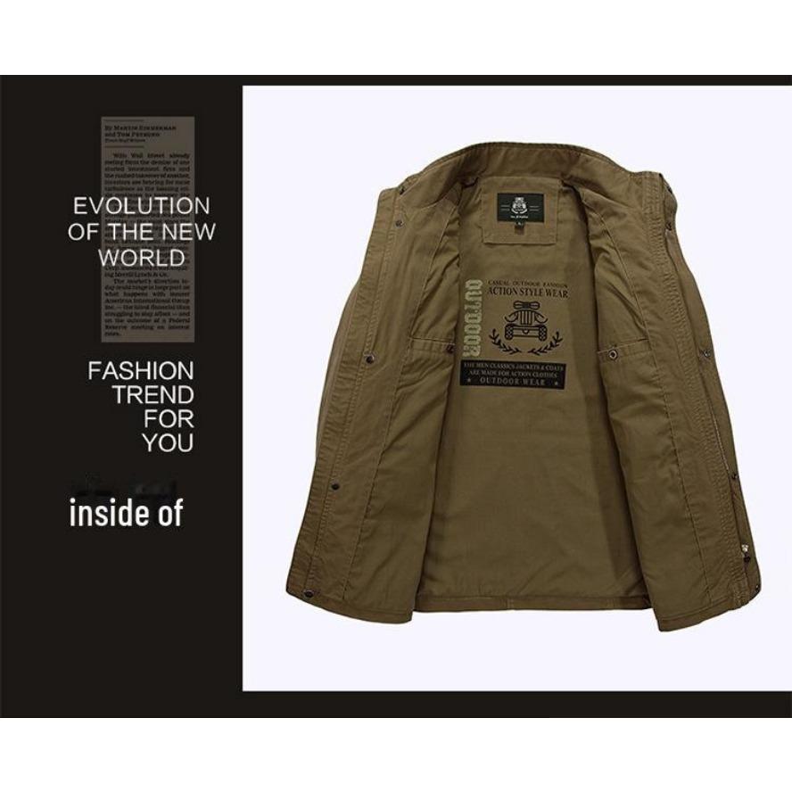 Men's Mid-Length Loose-Fit Jacket for Spring & Autumn - Large Size, Casual Style for Middle-Aged Men