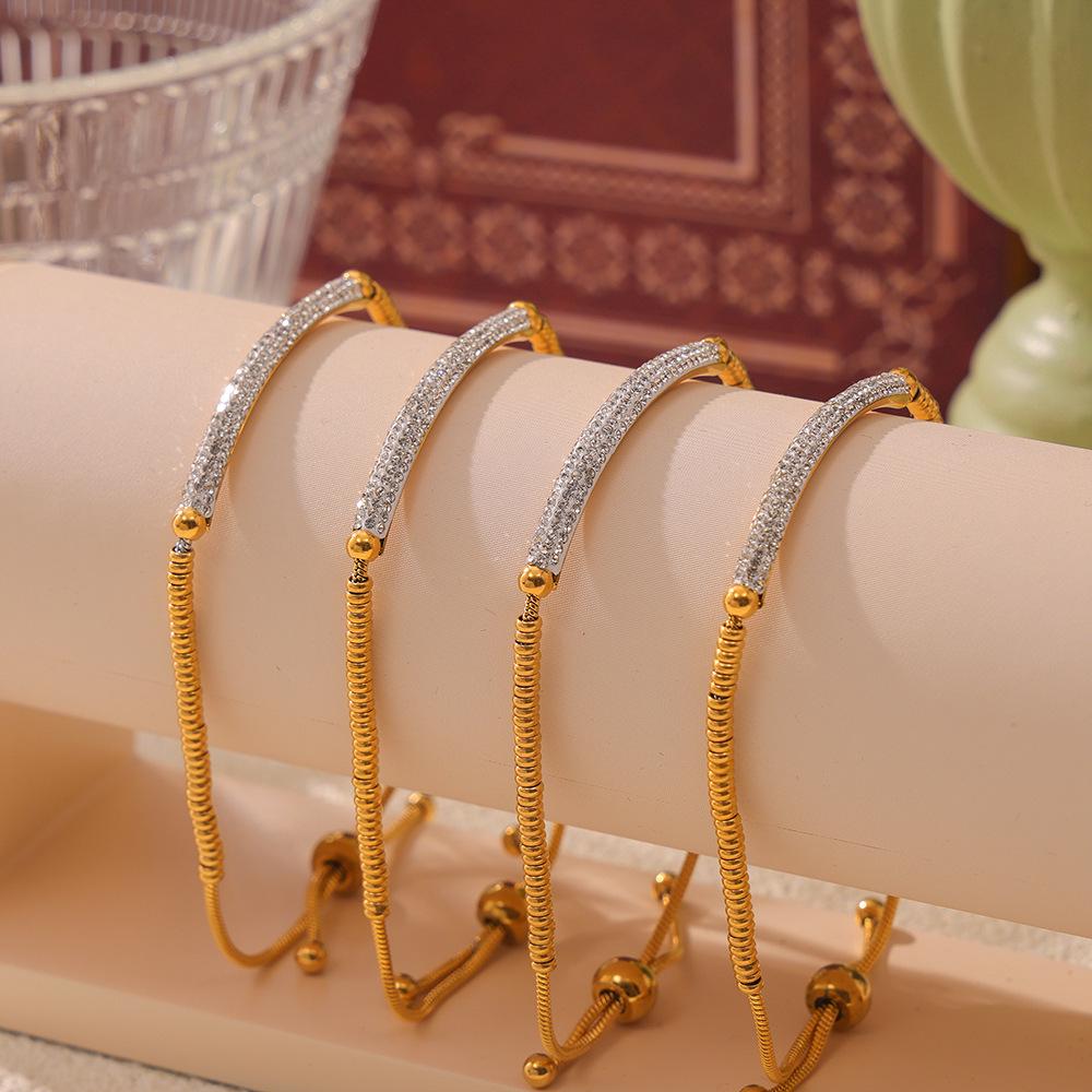 Elegant Women's Titanium Steel Adjustable Abacus Bead Bracelet – Gold-Plated and Non-Fading